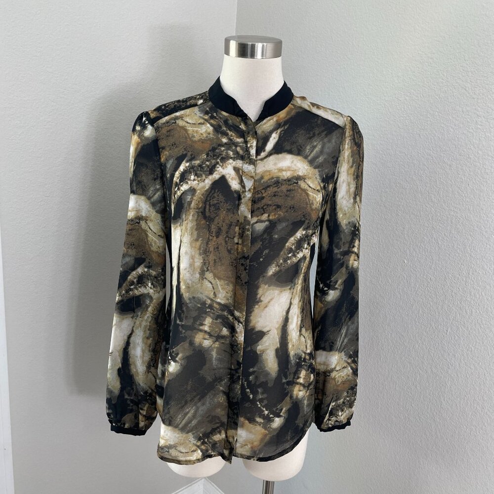 Vivienne Tam Womens 6 Abstract Print Button Up Blouse Long Sleeve Shirt‎ Top